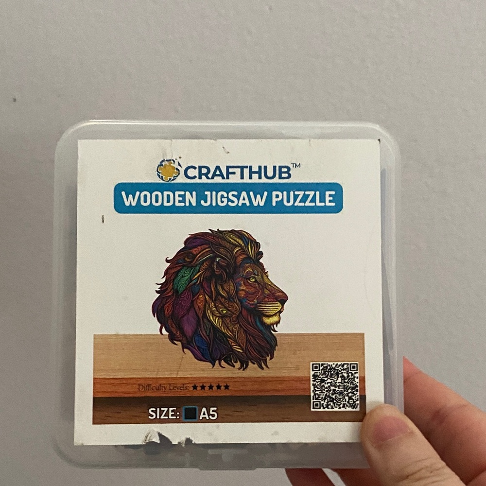 CraftHub Wooden Jigsaw Puzzle with Colorful Lion Design